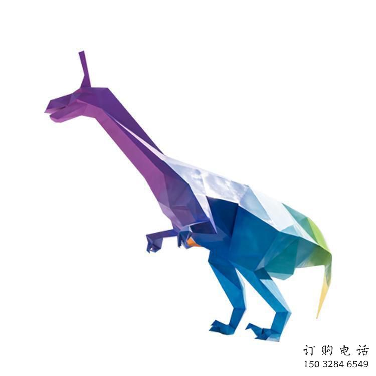 幾何恐龍雕塑精品，白鋼構(gòu)件，別墅烤漆恐龍雕塑生產(chǎn)
