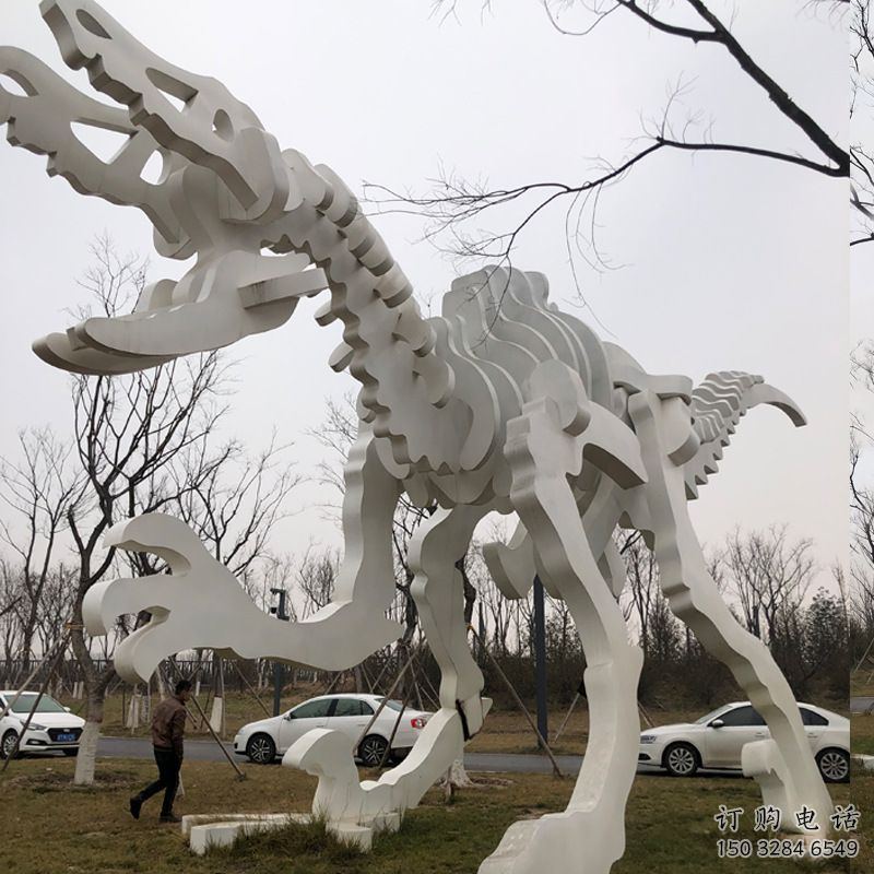 鏤空恐龍雕塑展品，金屬制作，恐龍骨架雕塑精品