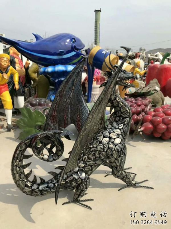 鐵藝恐龍雕塑制造商，室外軟裝，鐵藝恐龍雕塑制作