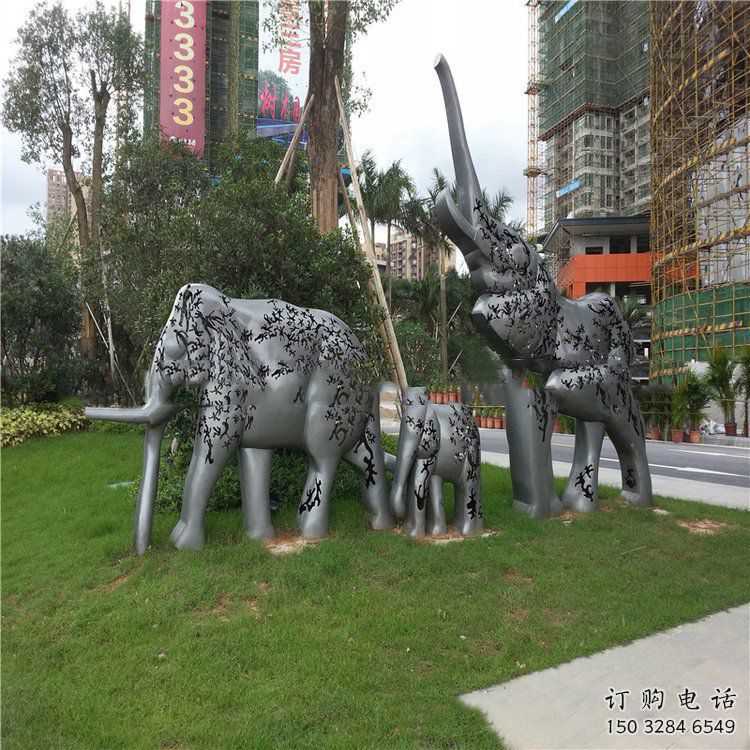 金屬大象雕塑制造，公園雕塑，鏡面大象雕塑展品