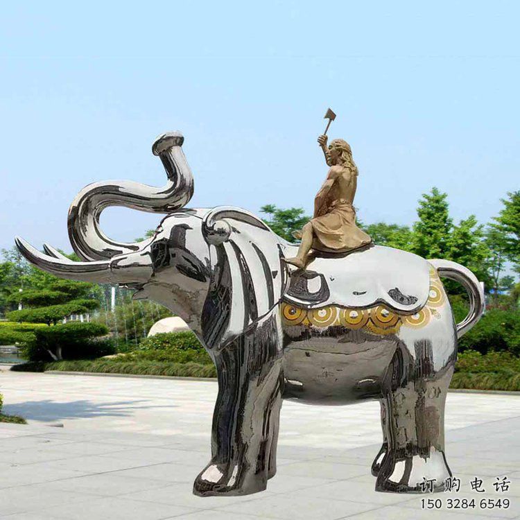 景觀大象雕塑工程選用，美陳雕塑，鏡面大象雕塑展示