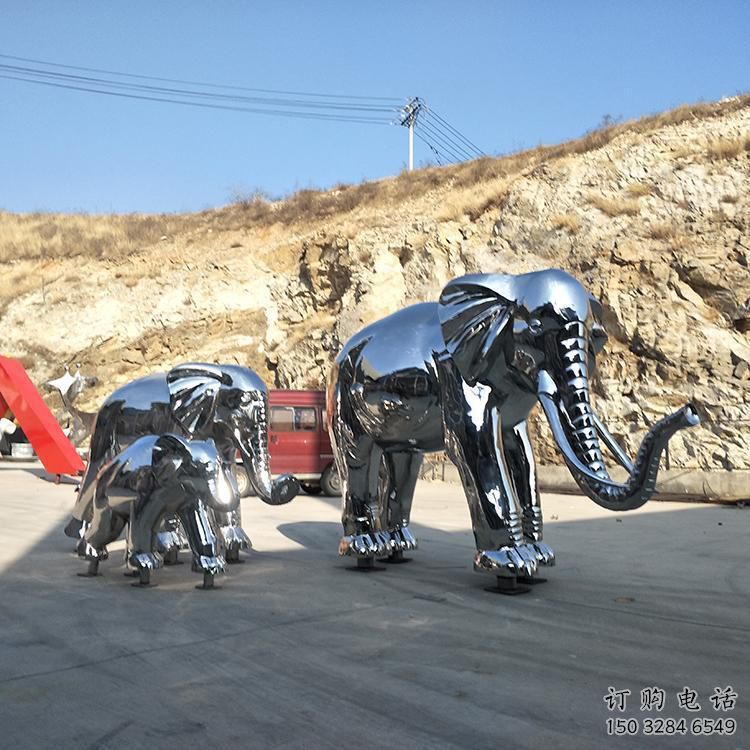 鏡面大象雕塑廠家，動(dòng)物景觀雕塑，不銹鋼動(dòng)物雕塑供應(yīng)