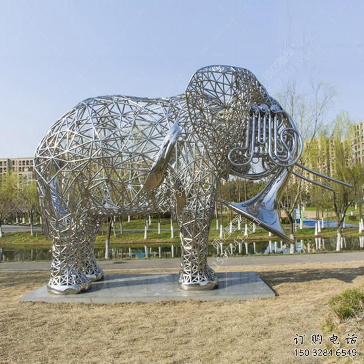 大象雕塑承接，動(dòng)物鏤空雕塑，鏤空大象雕塑定制