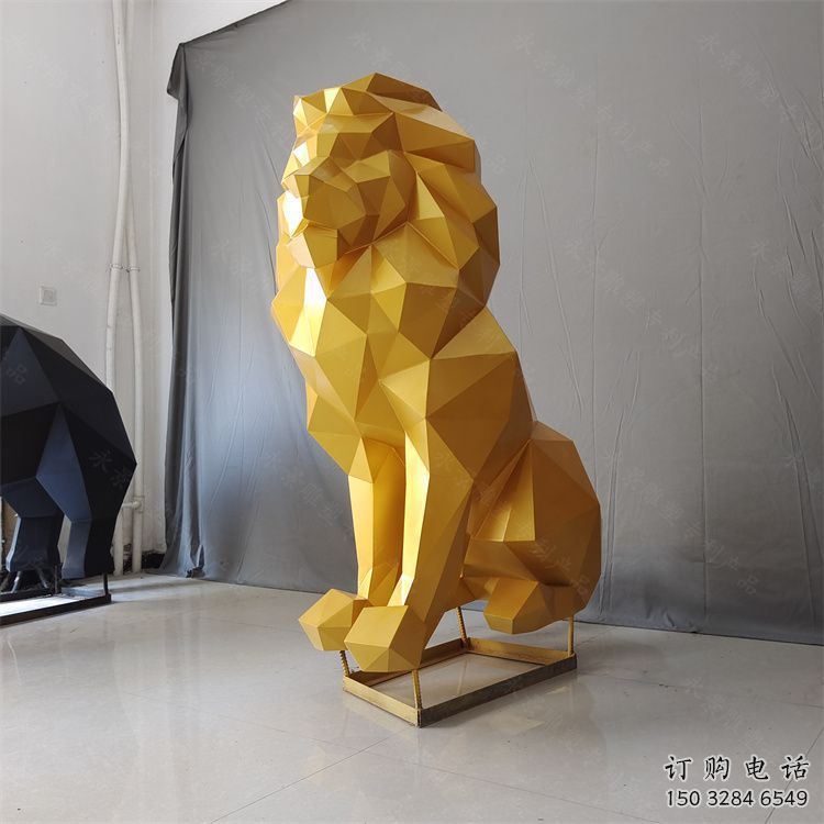 景觀獅子雕塑供應，切面動物雕塑，不銹鋼獅子雕塑供求