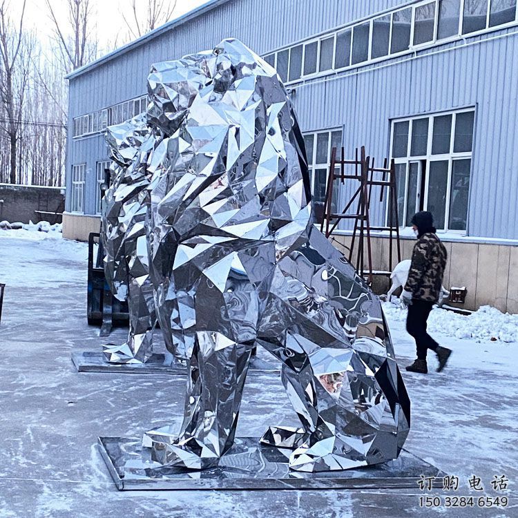 鏡面獅子雕塑通用，動物小品，廣場不銹鋼獅子雕塑優(yōu)價