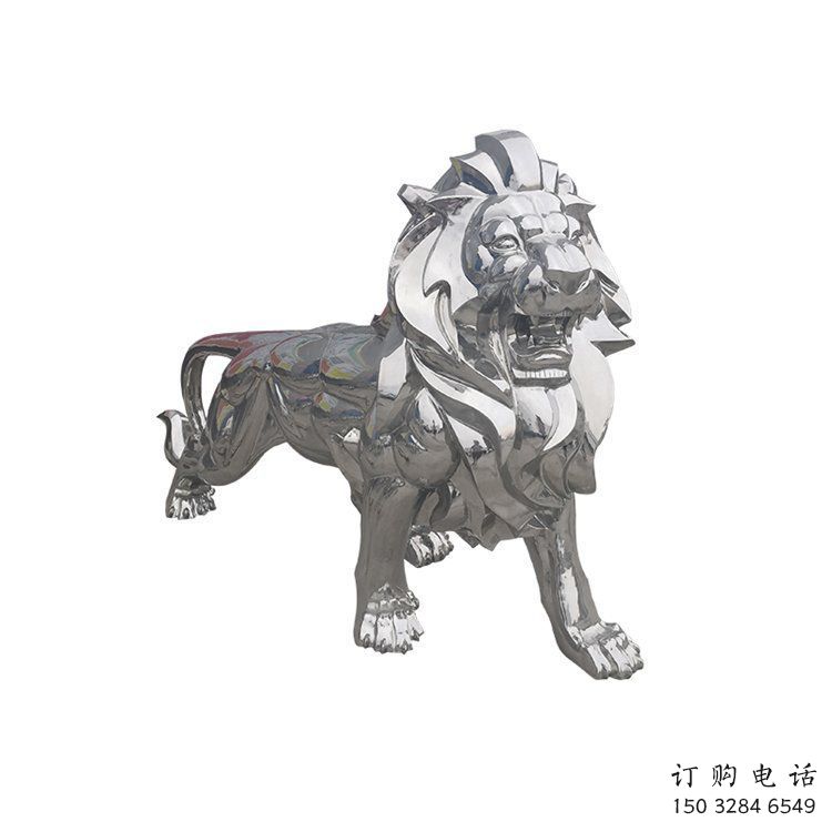 鏡面獅子雕塑生產(chǎn)，景區(qū)案例，不銹鋼拋光獅子雕塑優(yōu)選