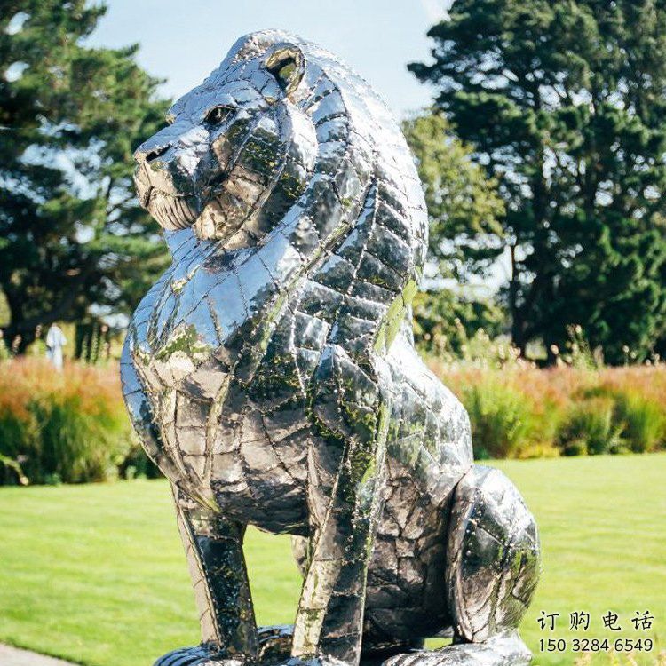 獅子雕塑訂做供需，景區(qū)雕塑，鏡面不銹鋼獅子雕塑定價(jià)