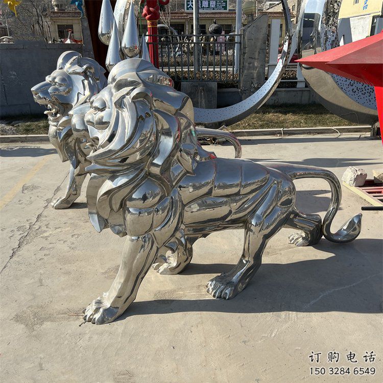 獅子雕塑工廠，鏡面拋光藝術(shù)，不銹鋼獅子雕塑供應(yīng)
