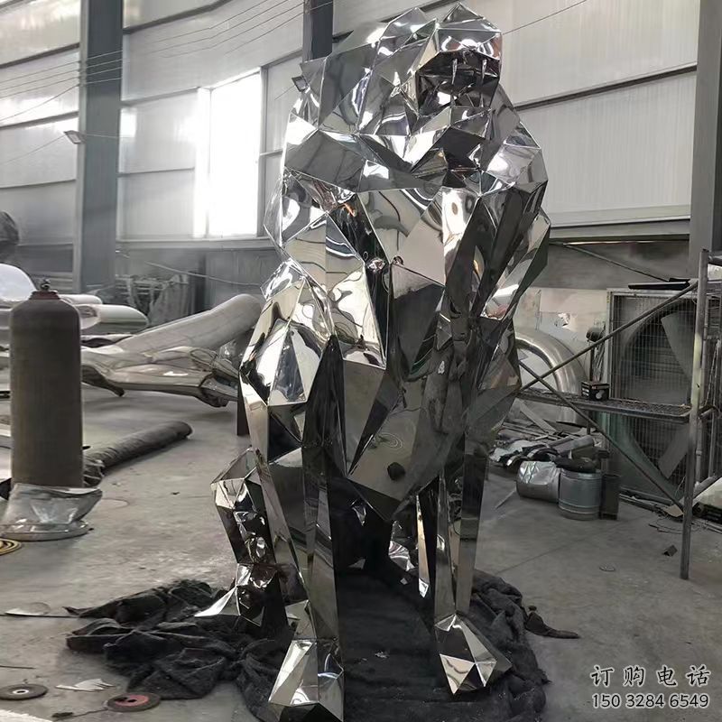 制造獅子雕塑，動物擺件，鏡面不銹鋼獅子雕塑精選