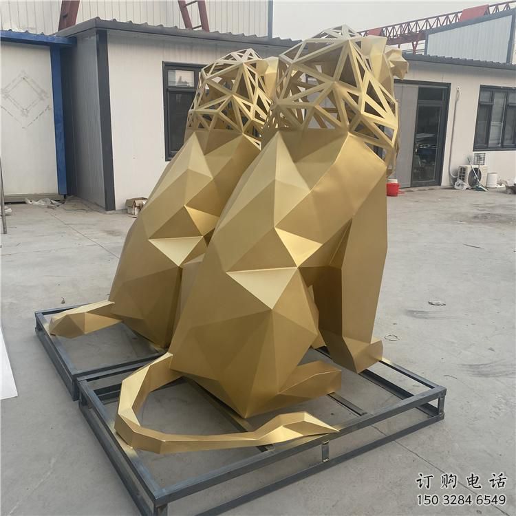 景觀獅子雕塑制造，歐式風(fēng)格，不銹鋼獅子雕塑定價