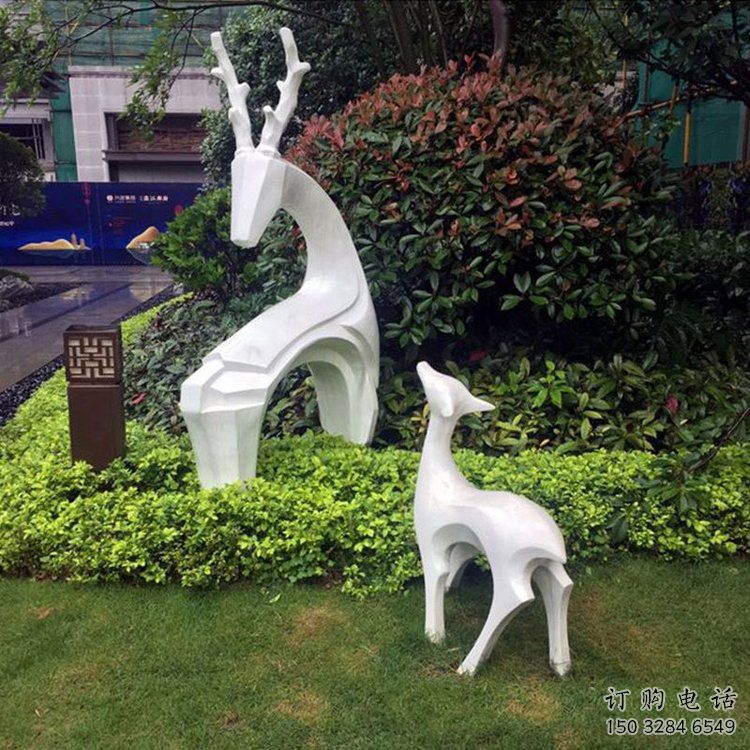 抽象鹿雕塑，幾何造型，不銹鋼抽象鹿雕塑廠家