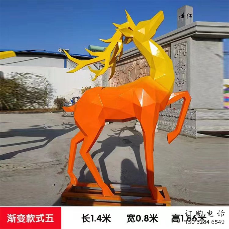 景觀小鹿雕塑承接，景區(qū)案例，公園烤漆小鹿雕塑定制