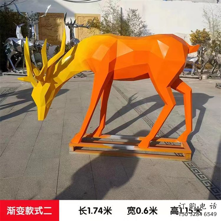 小鹿雕塑訂做，景區(qū)雕塑，烤漆小鹿雕塑定價(jià)