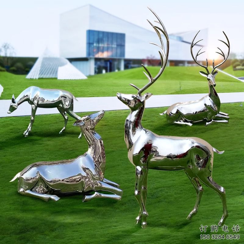 雕塑小鹿景觀制造，街景小品，鏡面小鹿雕塑優(yōu)價(jià)