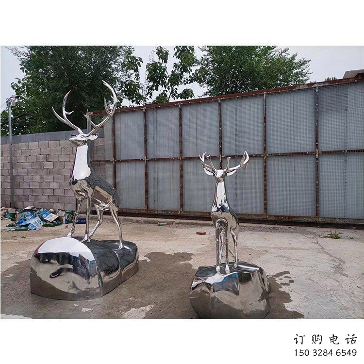 仿真小鹿雕塑精選，露天雕塑，不銹鋼鏡面小鹿雕塑訂做