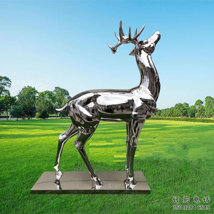 景觀小鹿雕塑供需，白鋼制作，大型鏡面小鹿雕塑公司