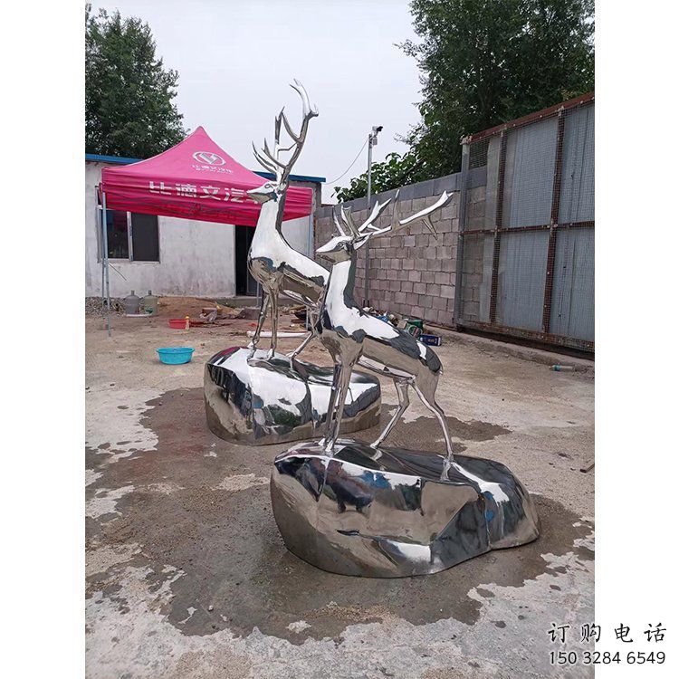 廣場(chǎng)小鹿雕塑批發(fā)，廣場(chǎng)系列，鏡面小鹿雕塑定價(jià)