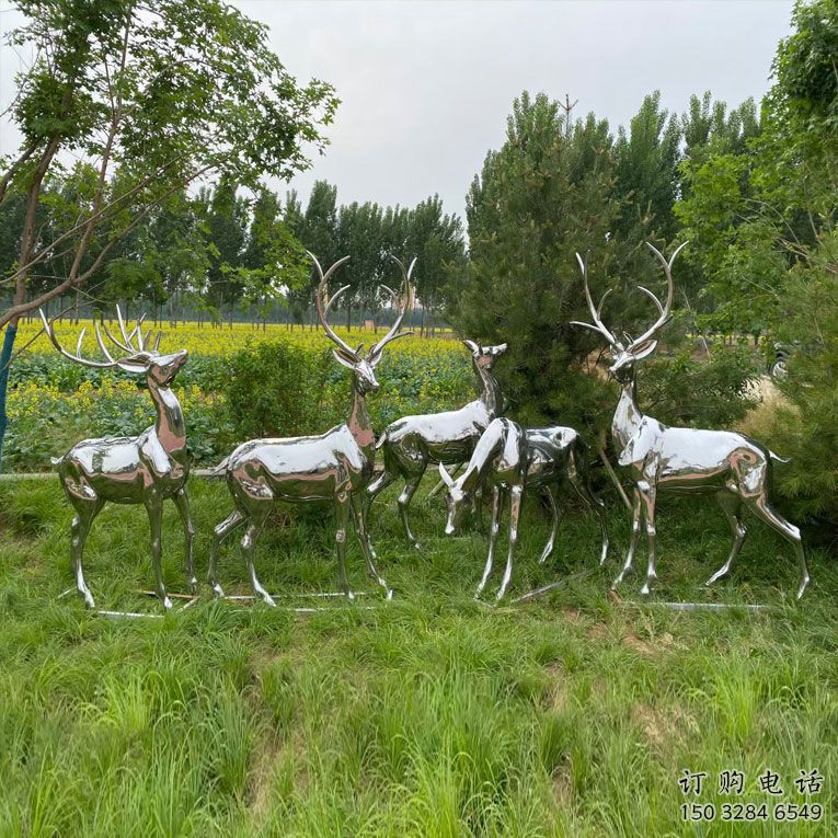 制造小鹿雕塑定價(jià)，地標(biāo)擺件，鏡面小鹿雕塑精選