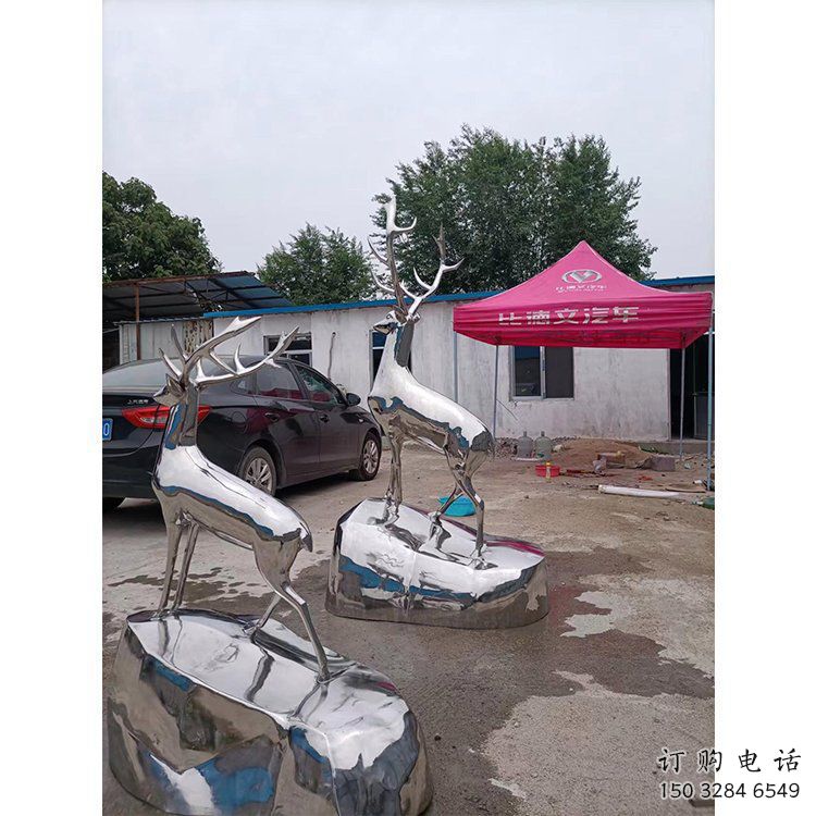 現(xiàn)代小鹿雕塑定制，中式工藝，鏡面仿真小鹿雕塑優(yōu)價(jià)