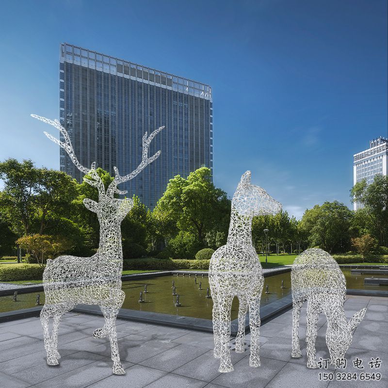 梅花鹿雕塑常用，景觀概念，鏤空梅花鹿雕塑展品