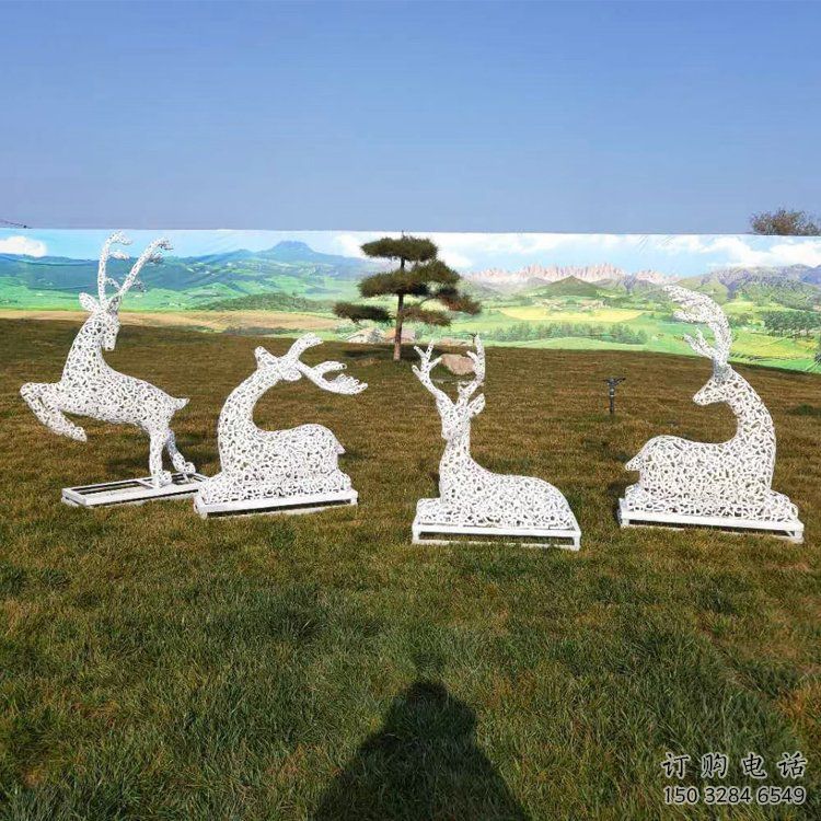 大型小鹿雕塑常用，戶外擺放，鏤空小鹿雕塑展示專供