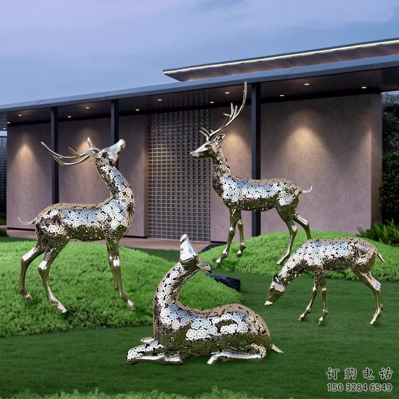 花片小鹿雕塑制造商，城市雕塑，公園鏤空小鹿雕塑觀賞型