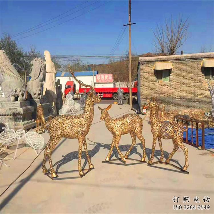 金屬小鹿雕塑制作，鋼絲組合，公共鏤空小鹿雕塑優(yōu)選