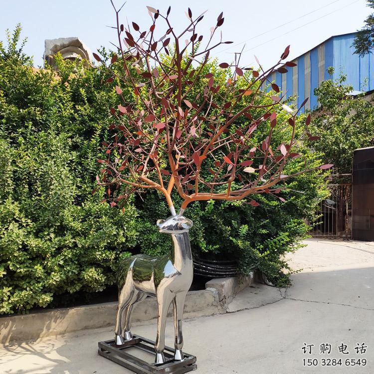 金屬梅花鹿雕塑制作，城市裝飾，鏡面梅花鹿雕塑標準
