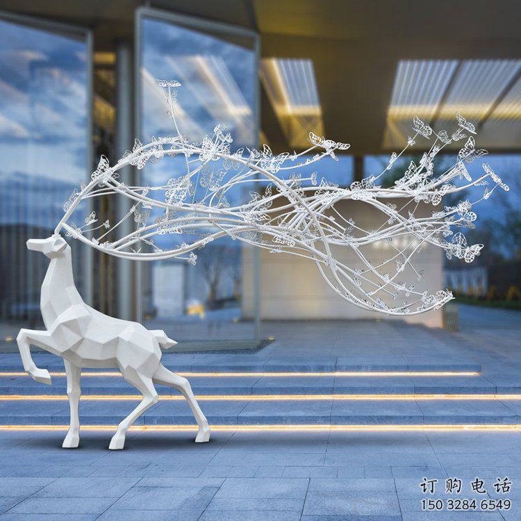 梅花鹿雕塑廠家，露天雕塑，切面工藝動物雕塑訂做