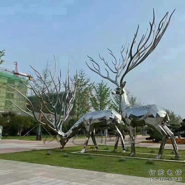 景觀小鹿雕塑選用，美陳雕塑，抽象切面小鹿雕塑標(biāo)準(zhǔn)