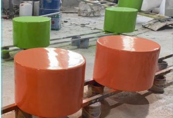 圓形坐凳雕塑，玻璃鋼光面坐凳雕塑制作