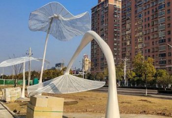 花傘廊架雕塑，不銹鋼廊架花雕塑