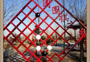 圍棋宣傳欄雕塑，鏤空結(jié)構(gòu)不銹鋼雕塑