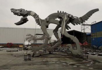 金屬恐龍雕塑制作，陸地擺件，廣場恐龍骨架雕塑制造商