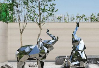 鏡面大象雕塑展品，亮面效果制作，切面大象雕塑精品