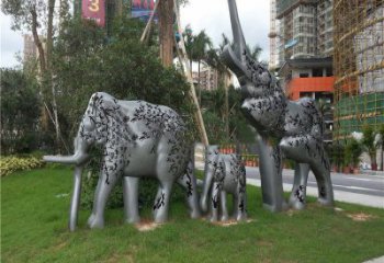 金屬大象雕塑制造，公園雕塑，鏡面大象雕塑展品