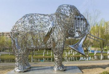 大象雕塑承接，動物鏤空雕塑，鏤空大象雕塑定制