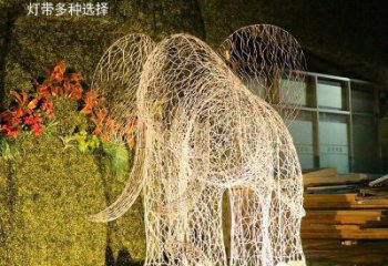 燈光大象雕塑定制，小區(qū)雕塑，鏤空大象雕塑提供