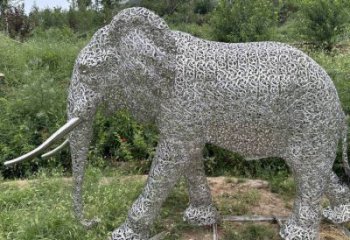 公園大象雕塑定做，小區(qū)擺件，鏤空大象雕塑制作