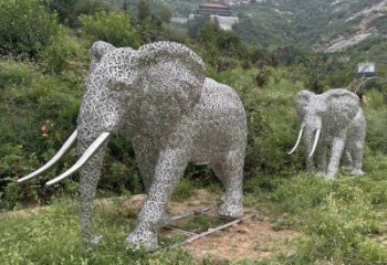 戶外大象雕塑通用，陸地?cái)[件，景觀鏤空大象雕塑制作