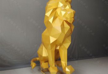 幾何獅子雕塑指用，景觀雕塑，藝術(shù)不銹鋼獅子雕塑點(diǎn)擊