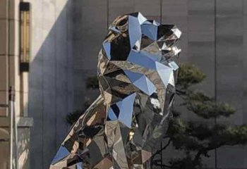 景觀獅子雕塑精選，陸地?cái)[件，公園不銹鋼獅子雕塑精品