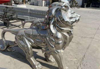 藝術(shù)獅子雕塑觀賞型，街景小品，不銹鋼獅子雕塑常用