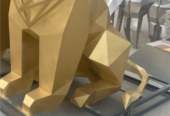 幾何獅子雕塑制造，金屬構(gòu)件，不銹鋼獅子雕塑提供