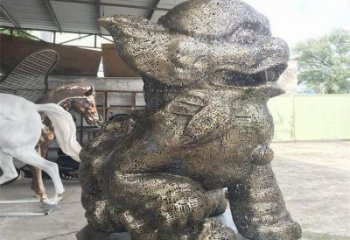 廣場(chǎng)獅子雕塑訂做，鏤空雕塑，不銹鋼透雕獅子雕塑