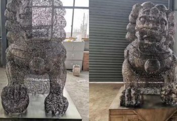 透雕獅子雕塑常用，鏤空概念，不銹鋼獅子雕塑展品