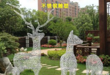 抽象梅花鹿雕塑展品，小區(qū)雕塑，鏤空梅花鹿雕塑制作