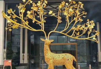 公共梅花鹿雕塑訂做，城市裝飾，庭院鏤空梅花鹿雕塑展品