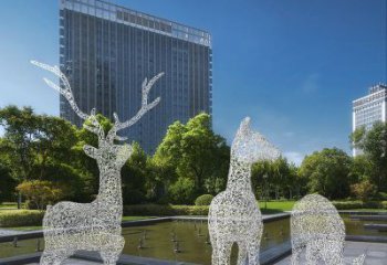 梅花鹿雕塑常用，景觀概念，鏤空梅花鹿雕塑展品