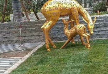 小鹿雕塑展品，透雕工藝，戶外鏤空小鹿雕塑精品